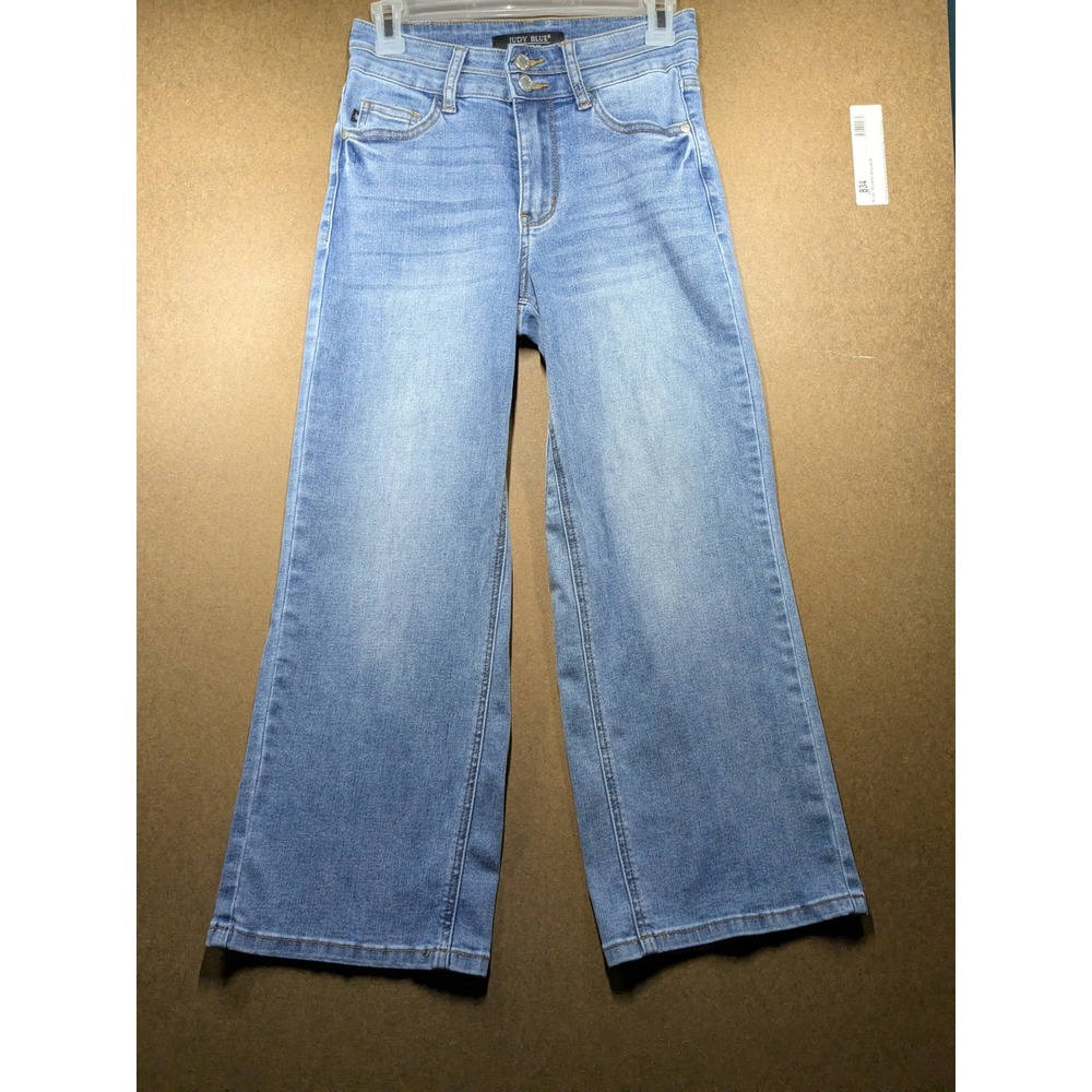 Judy Blue Wide Crop Jeans Light Wash High Rise Stretch Denim JB88616 Size 0/24